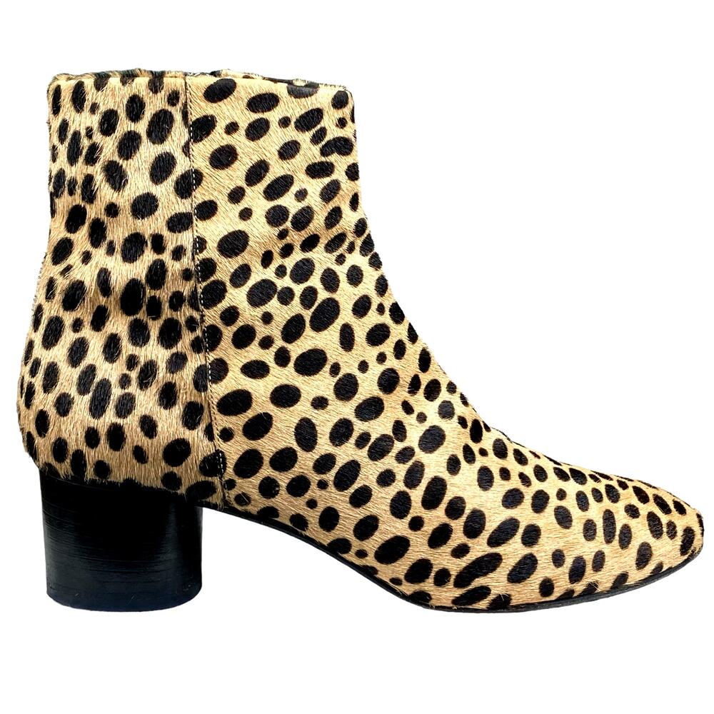 Cavellini Women’s Calf Hair Leopard Print Ankle Boot Size 38 US 7.5